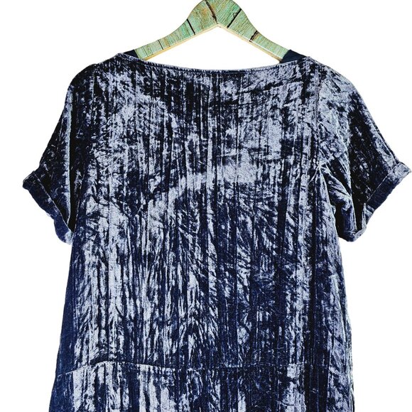 Floreat Anthropologie Blue Crushed Velvet Front Pocket Dress, NWOT, Sz XS - Picture 6 of 10